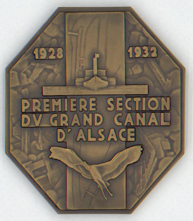 Face de la médaille "L'énergie électrique du Rhin 1ère section du grand canal d'Alsace"