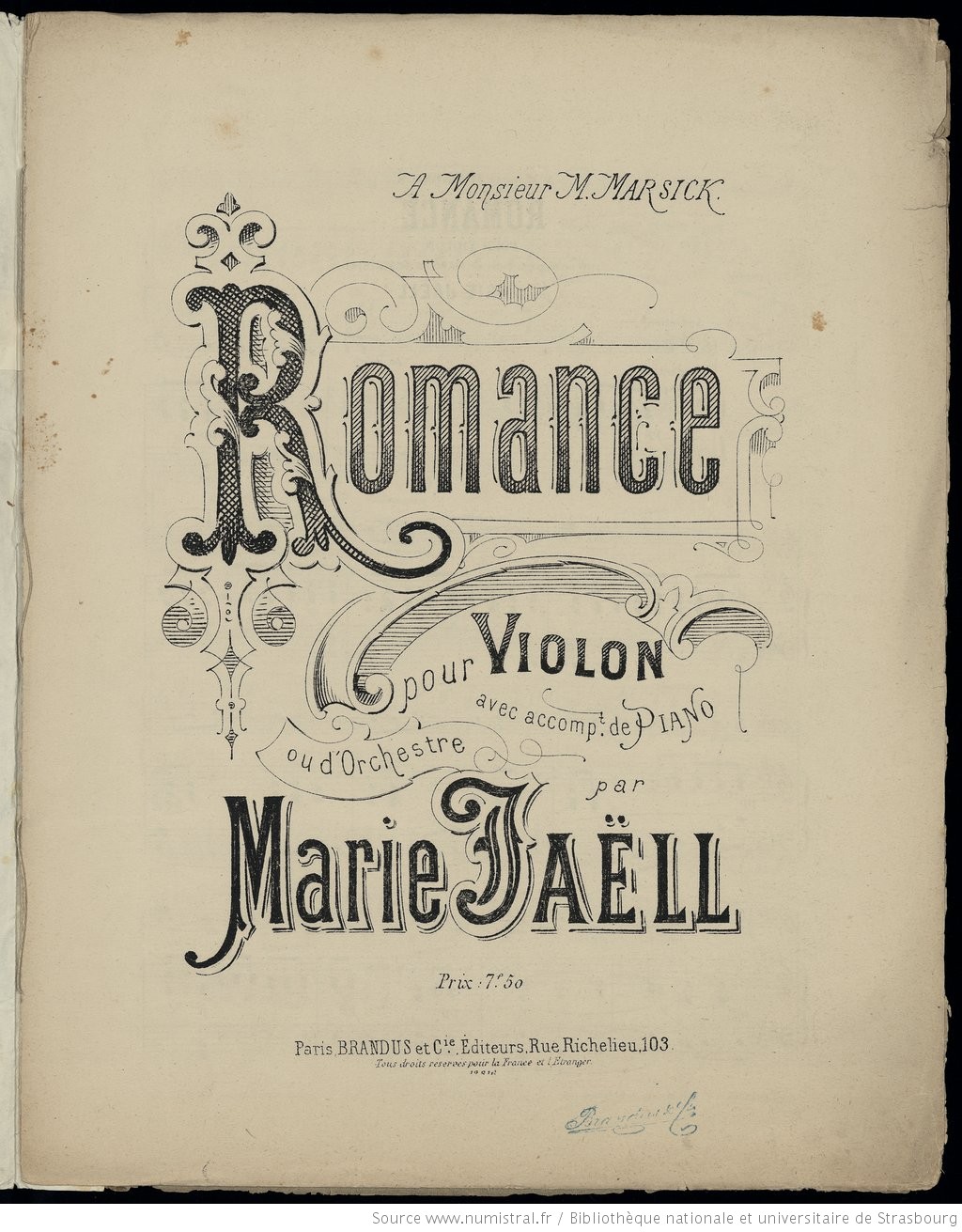 Romance pour violon - Marie Jaell