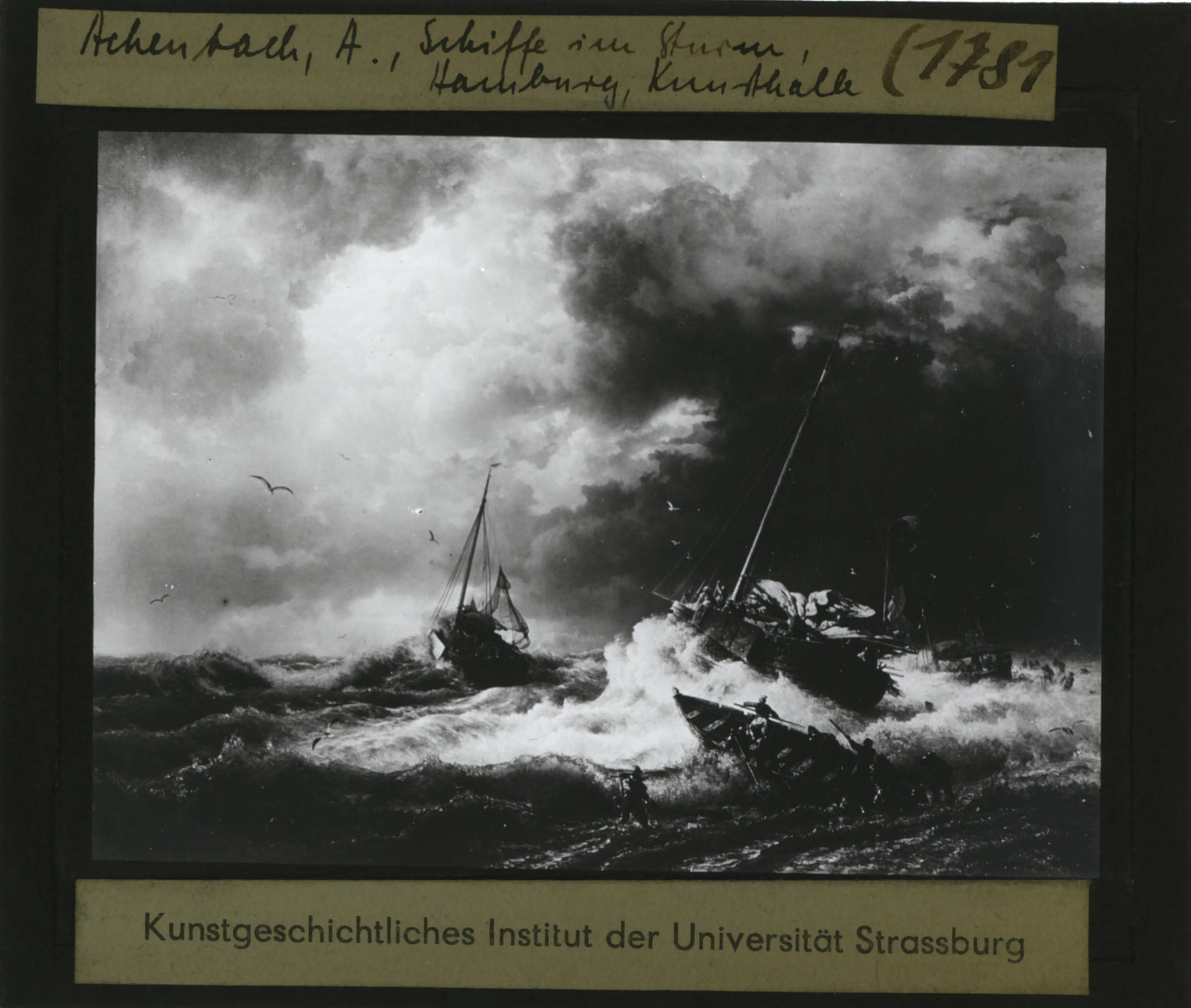Achenbach, Andreas, Navires pris dans la tempête sur les côtes hollandaises, 1854, Hambourg, Kunsthalle
