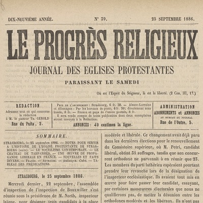 Le progrès religieux - une du 25 sept 1886