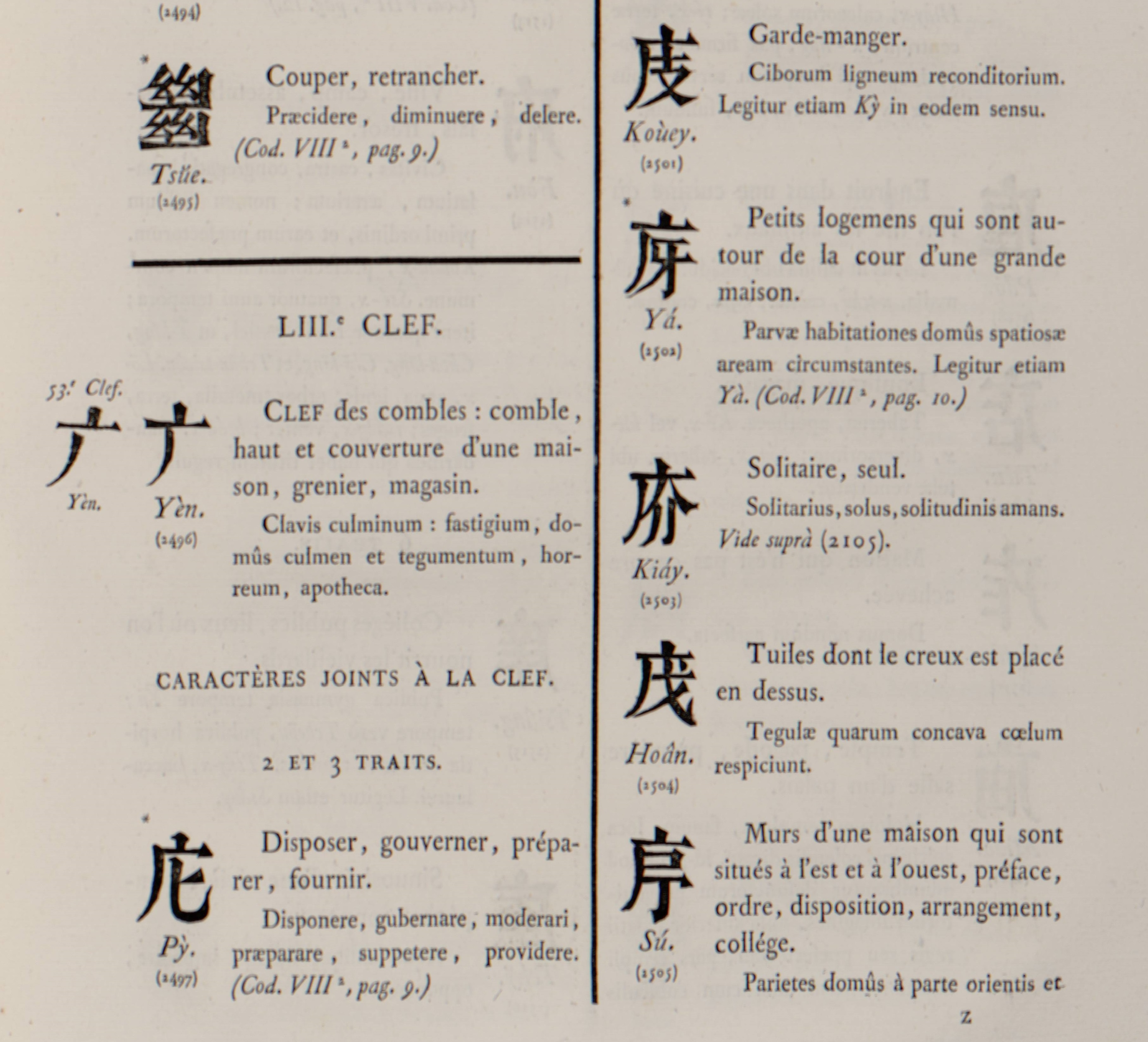 Détail dictionnaire français latin chinois