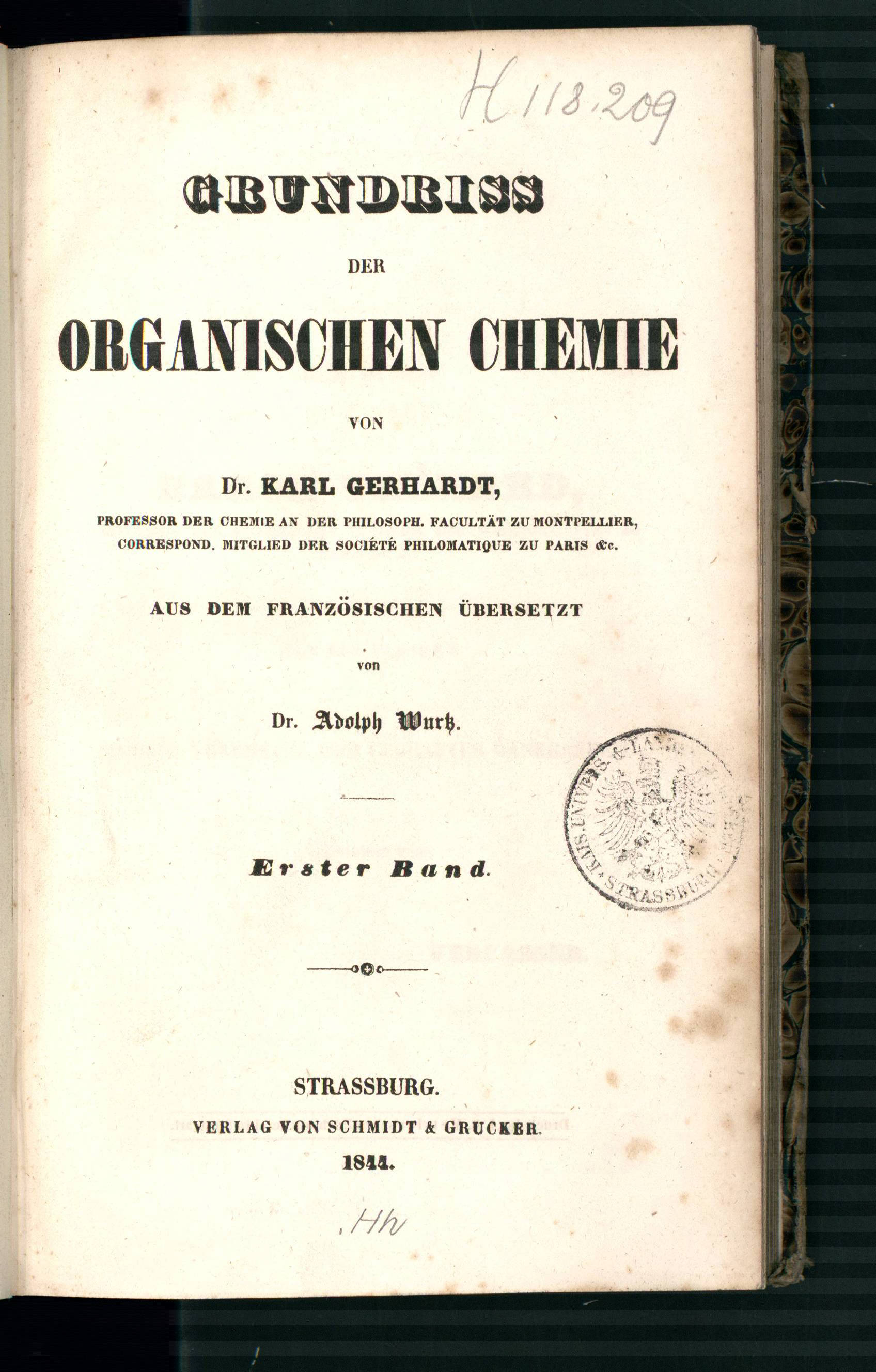 Grundriss der organischen Chemie de Charles Gerhardt