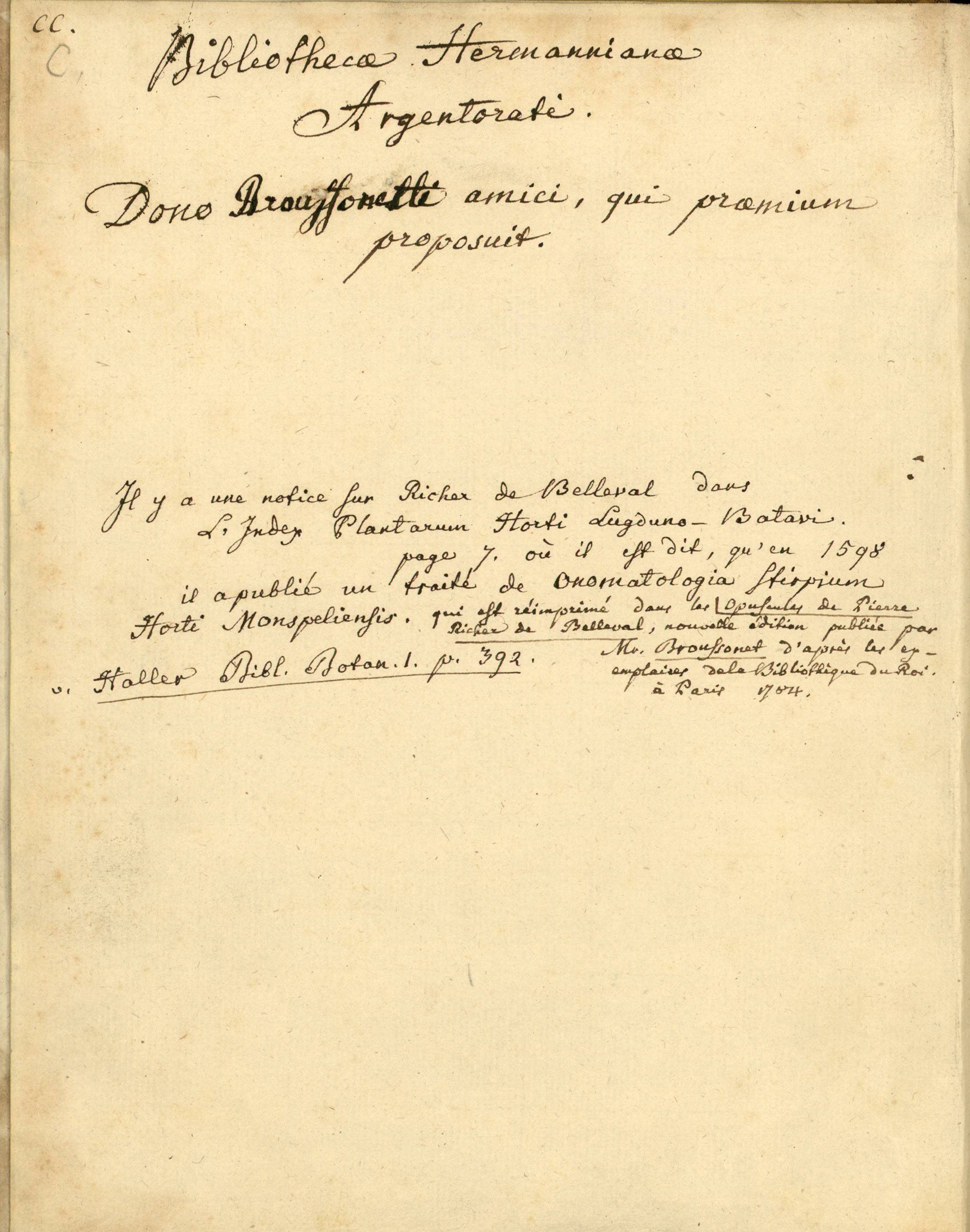 Ex-libris et notes manuscrites de Jean Hermann