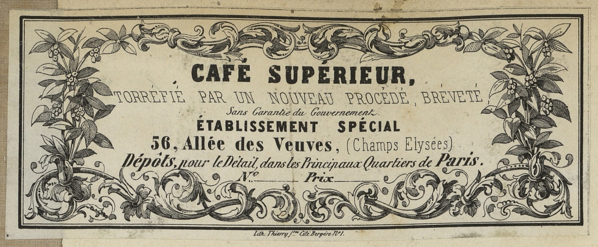 Etiquette pour du café (19e siècle)