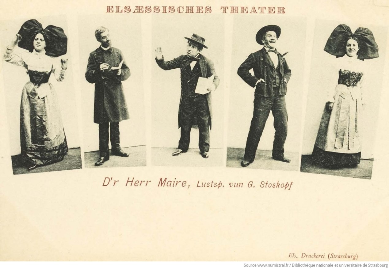 Elsassisches theater : D'r Herr Maire, Lustsp. vun G. Stoskopf, [1908 ?] (Bibliothèque nationale et universitaire de Strasbourg, cote M.CP.1.199)