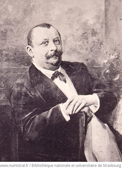 [Portrait d’Auguste Michel (1859-1909)] / Hornecker, Léon (1864-1924). Illustrateur (Bibliothèque nationale et universitaire de Strasbourg, cote STRG.DM.27,1-10)