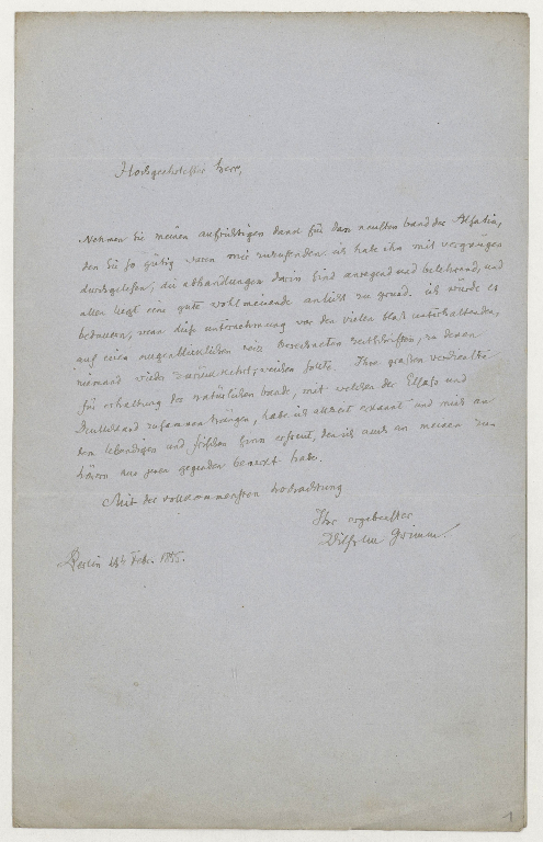 Lettre de Grimm à Stoeber