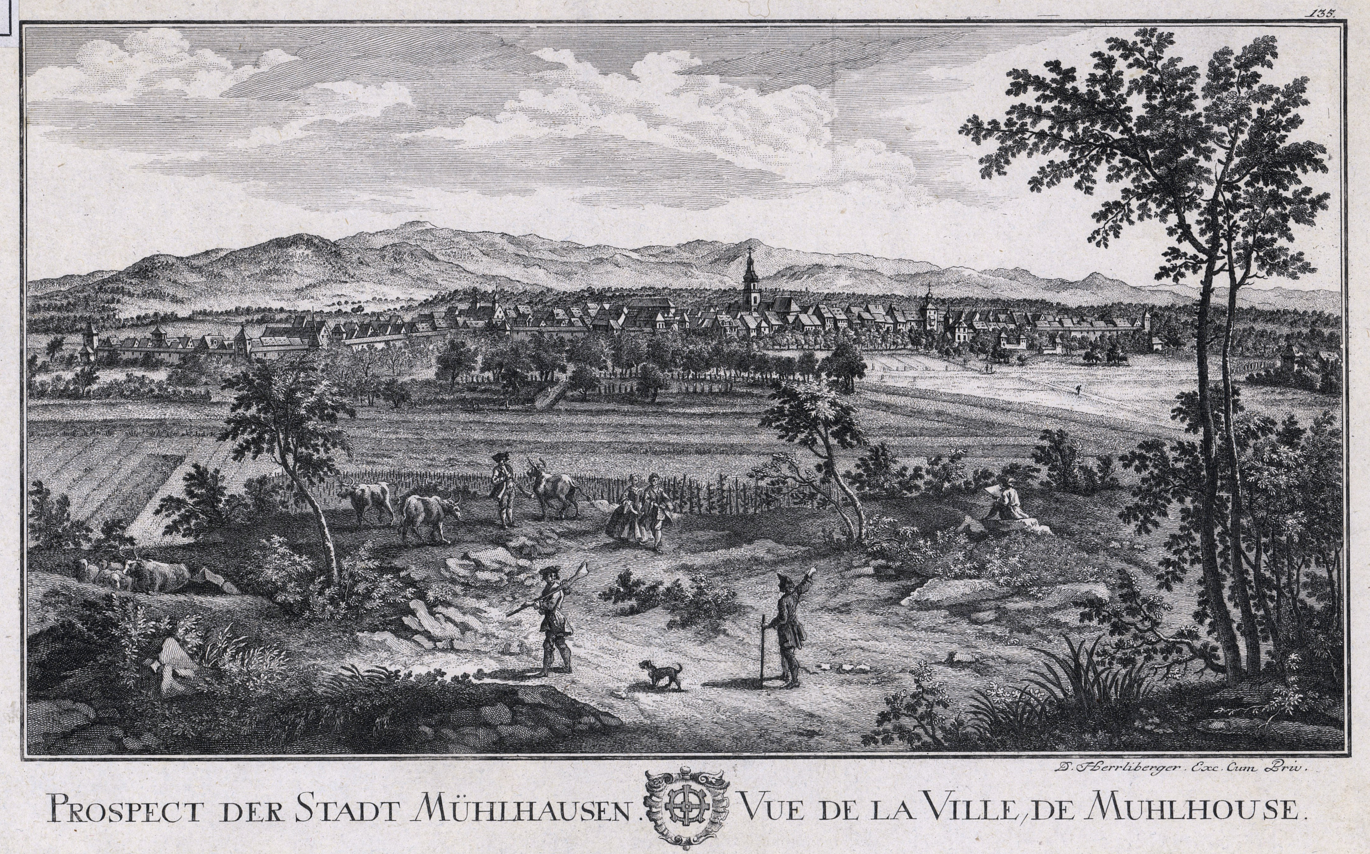 Prospect Der Stadt Muhlhausen / Vue De La Ville De Muhlhouse »  Bâle, vers 1756
