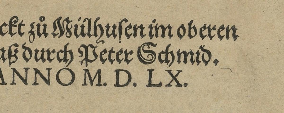 Imprimé à mulhouse en 1560